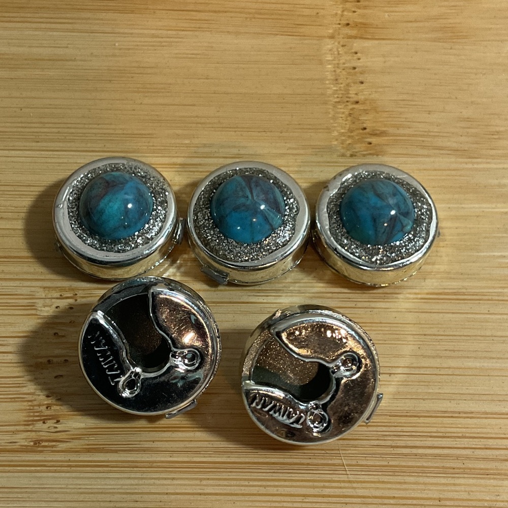 Silver and Faux Turquoise Button Cover Set
